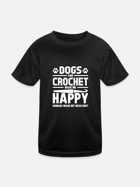 Les chiens et le crochet me rendent heureuse - T-shirt sport Enfant - noir - Devant