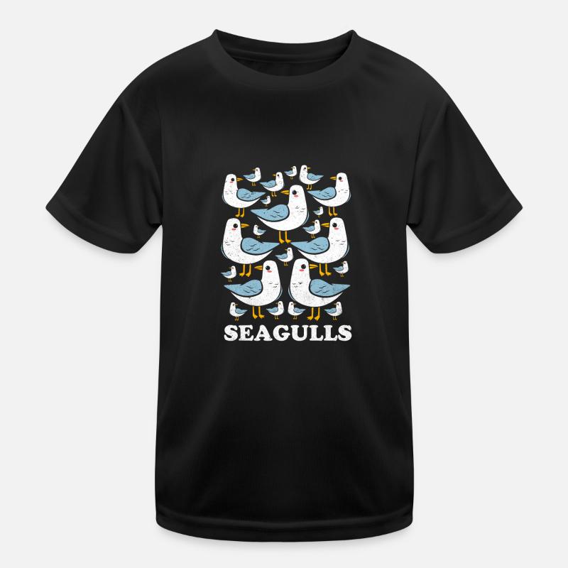 Möwe - Kinder Funktions-T-Shirt - Schwarz
