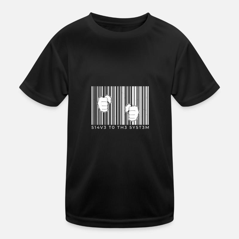 Barcode bars with hands cool design jail Kids Functional T-Shirt
