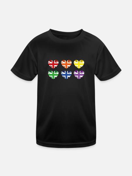 UK RAINBOW FLAG - Kids Functional T-Shirt - black - Front