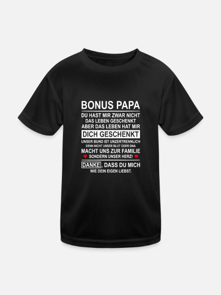 Bonus Papa Ersatzvater Geschenk Stiefvater - Kinder Funktions-T-Shirt - Schwarz