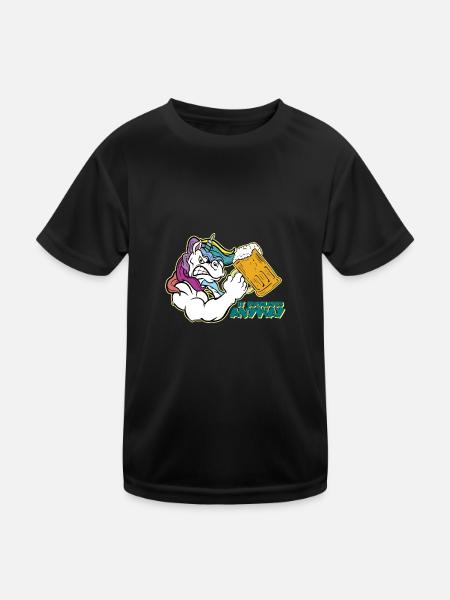 Licorne Ça dégénère quand même - T-shirt sport Enfant - noir - Devant