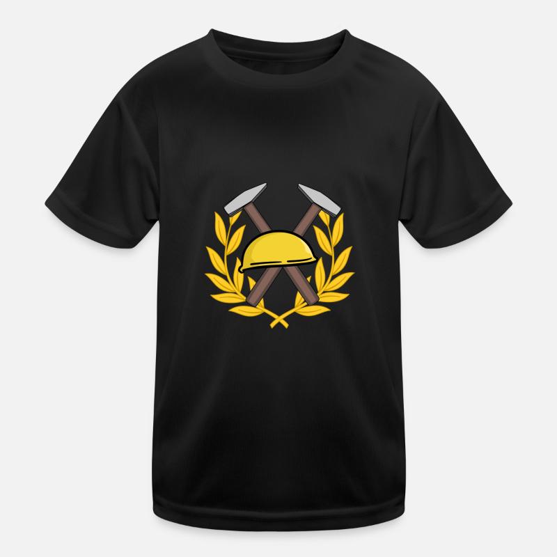 Handwerker Helm Hammer Baustelle Berufe Job Kinder Funktions-T-Shirt