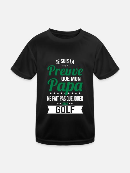 Mon papa ne fait pas que jouer au golf - T-shirt sport Enfant - noir - Devant