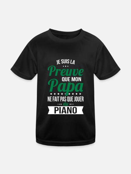 Mon papa ne fait pas que jouer du piano - T-shirt sport Enfant - noir - Devant