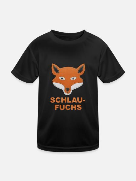 Schlaufuchs Aufnäher - Kinder Funktions-T-Shirt - Schwarz