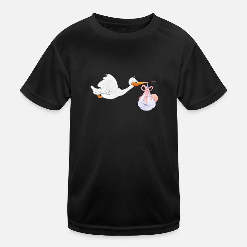 Storch mit Kleinkind Kinder Funktions-T-Shirt