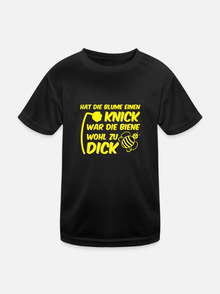 Biene zu dick Blume Knick Blüte - Kinder Funktions-T-Shirt - Schwarz - Vorne