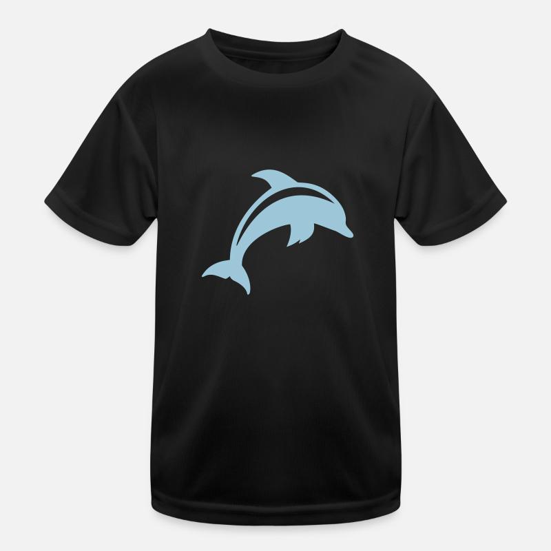 Delfin - Kinder Funktions-T-Shirt - Schwarz