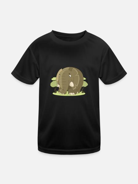 elephant - Kids Functional T-Shirt - black - Front
