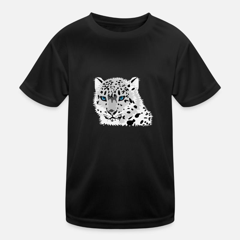 Schneeleopard - Kinder Funktions-T-Shirt - Schwarz