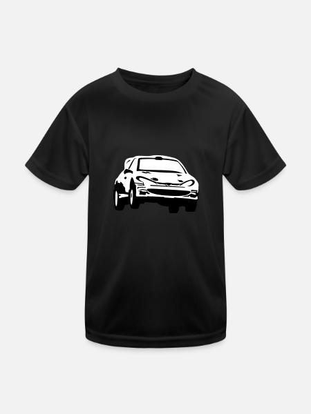 Rallye, Rallyeauto, Rennauto - Kinder Funktions-T-Shirt - Schwarz - Vorne