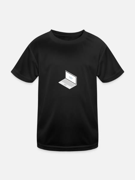Laptop - Kids Functional T-Shirt - black - Front
