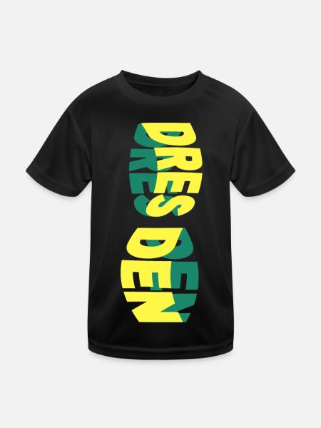 Dresden Germany City Skyline Font Colorful - Kids Functional T-Shirt - black - Front