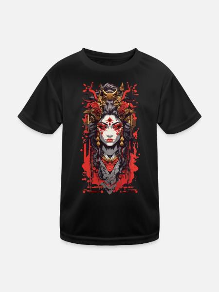 Oni Demon Manga Aesthetic Retro Art Design - Kids Functional T-Shirt - black - Front