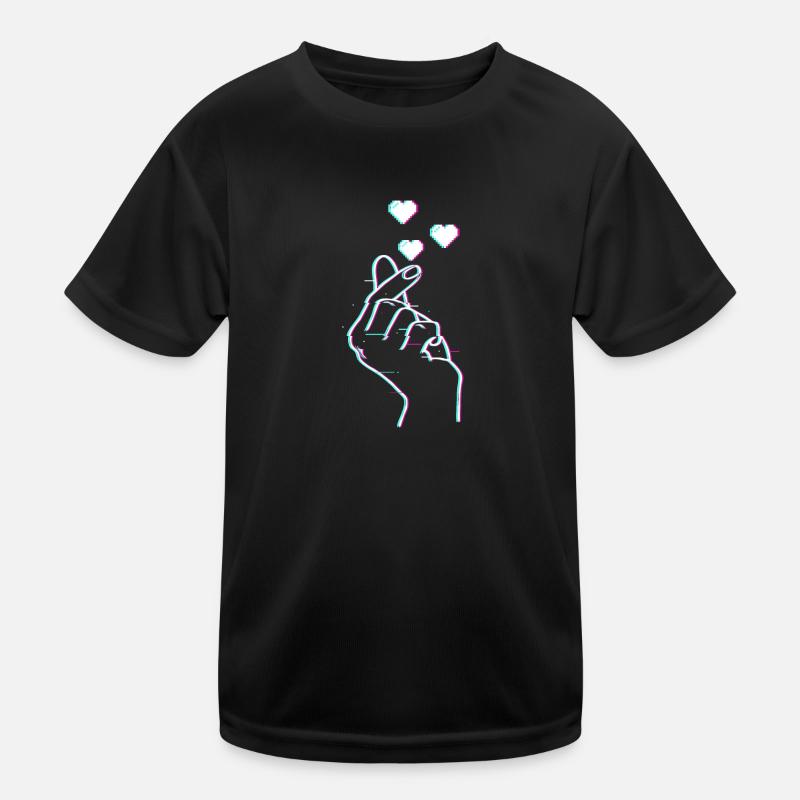 K-Pop Korean Doigt symbole Saranghae Glitch Art T-shirt sport Enfant