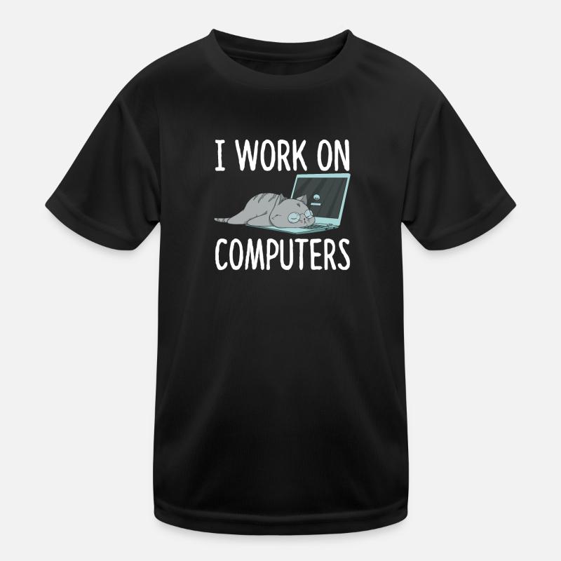 Je travaille sur des ordinateurs Chat Informatique Chaton T-shirt sport Enfant