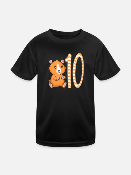 10 Geburtstag Meerschweinchen Mädchen 10 Jahre alt - Kinder Funktions-T-Shirt - Schwarz - Vorne