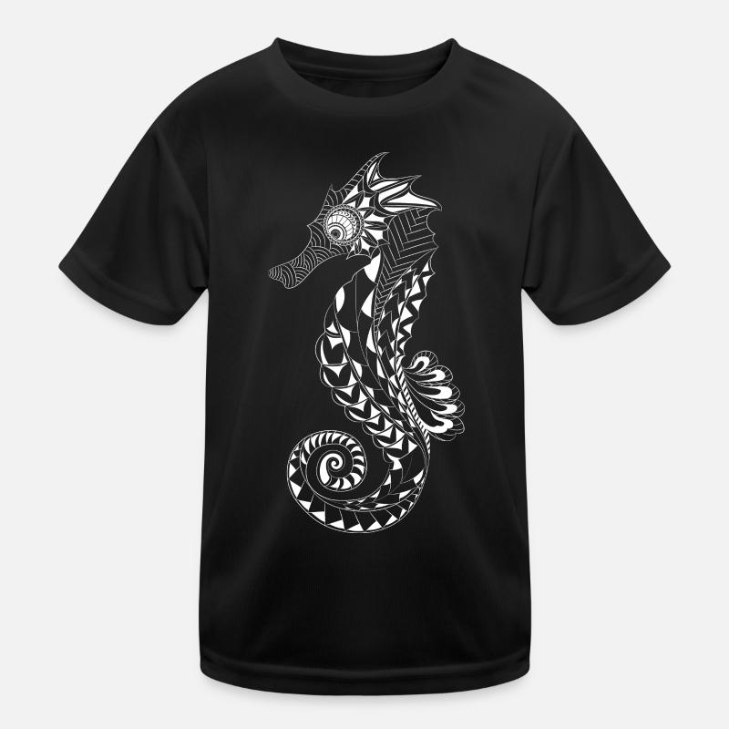 Maori Seahorse Polynesian Tattoo Kids Functional T-Shirt