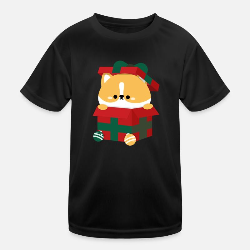 Corgi Christmas Present Kids Functional T-Shirt