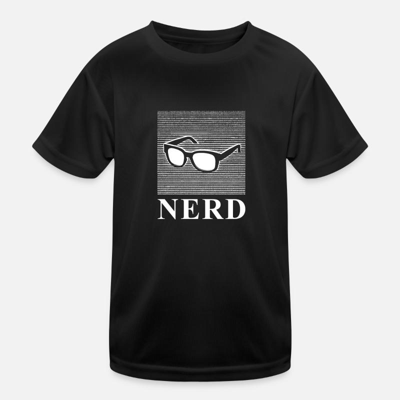 Nerd Brille - Kinder Funktions-T-Shirt - Schwarz