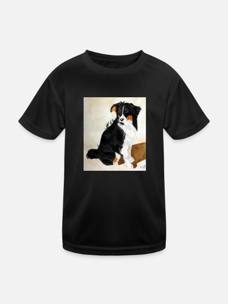 Sitzender Aussie Nanouk - Kinder Funktions-T-Shirt - Schwarz