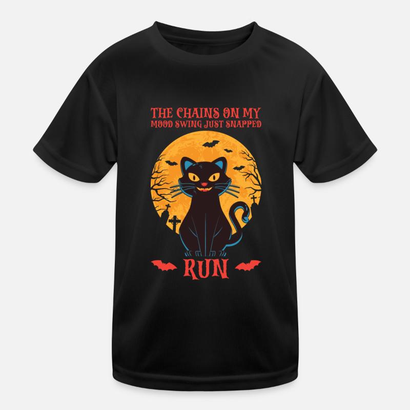 Halloween Cat Witch Kids Functional T-Shirt