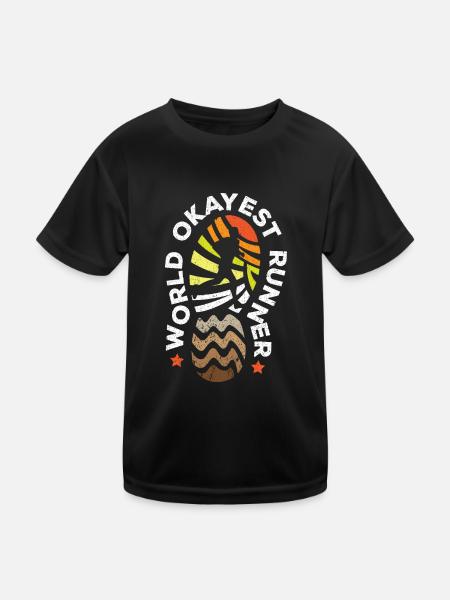 Joggen Jogger Rennen Wettrennen Marathon Laufen - Kinder Funktions-T-Shirt - Schwarz - Vorne