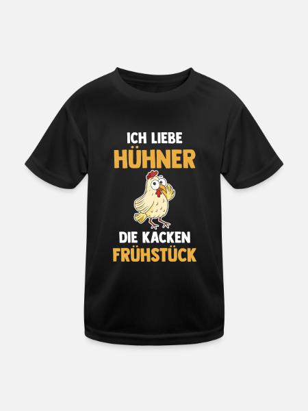 Ich Liebe Hühner Die Kacken Frühstück - Kinder Funktions-T-Shirt - Schwarz - Vorne