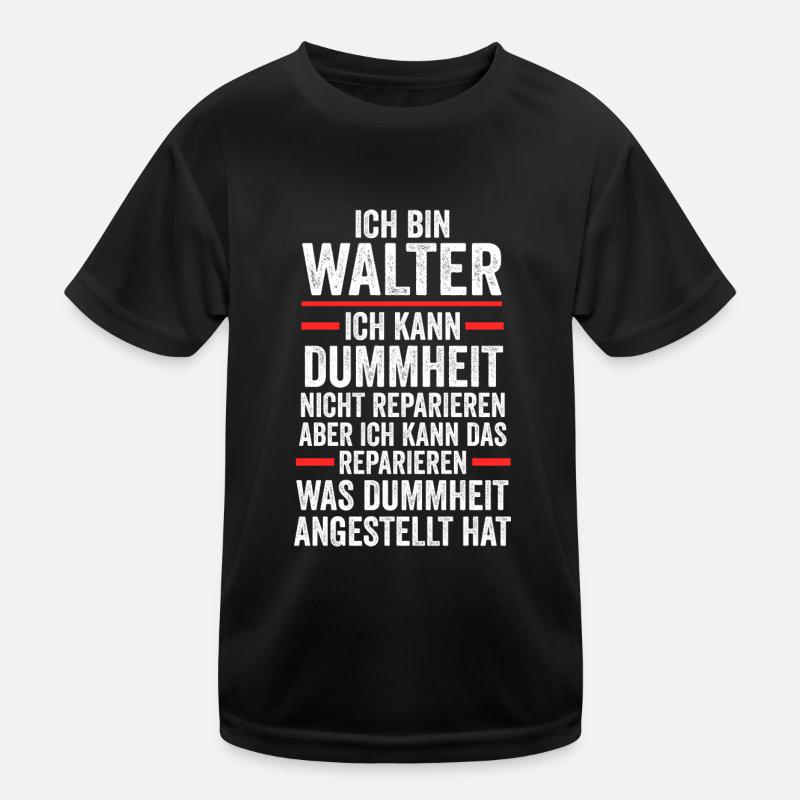 Walter - Kinder Funktions-T-Shirt - Schwarz