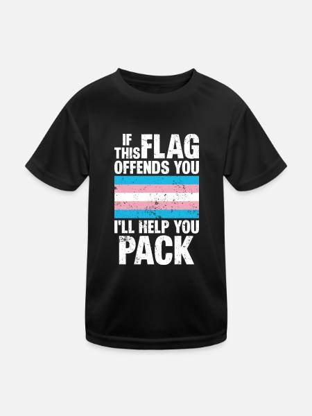 trans tif diese Flagge beleidigt dich Ich helfe dir beim Packen - Kinder Funktions-T-Shirt - Schwarz - Vorne