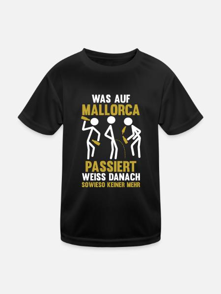 Party Urlaub Mallorca - Kinder Funktions-T-Shirt - Schwarz - Vorne