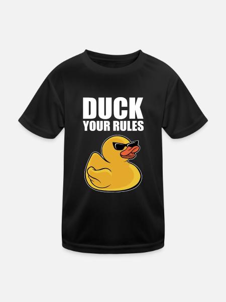 Funny Duckling Cool Rubber Duck Your Rules - Kids Functional T-Shirt - black - Front