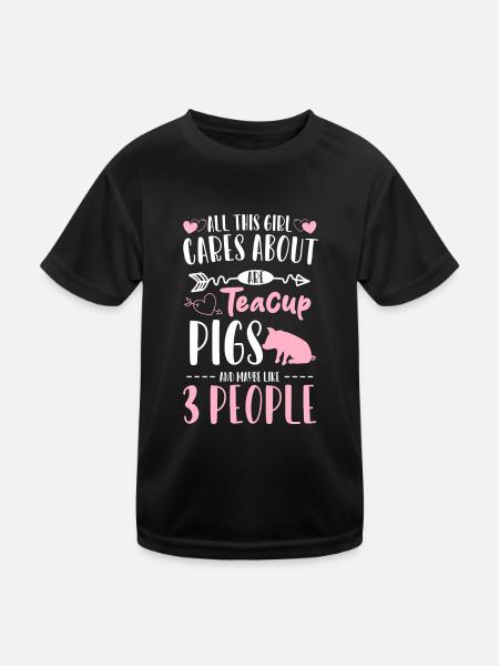Teacup Schweinchen Ringelschwanz Ferkel Niedlich - Kinder Funktions-T-Shirt - Schwarz - Vorne