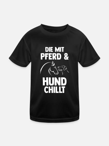 Hunde Pferdeliebhaber Hundeliebhaber Pferde - Kinder Funktions-T-Shirt - Schwarz - Vorne