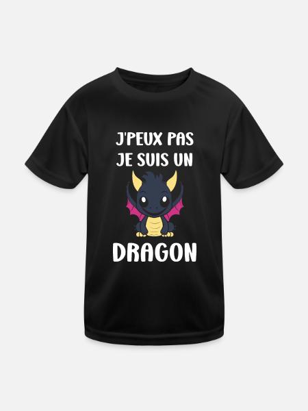 Bébé dragon - T-shirt sport Enfant - noir - Devant