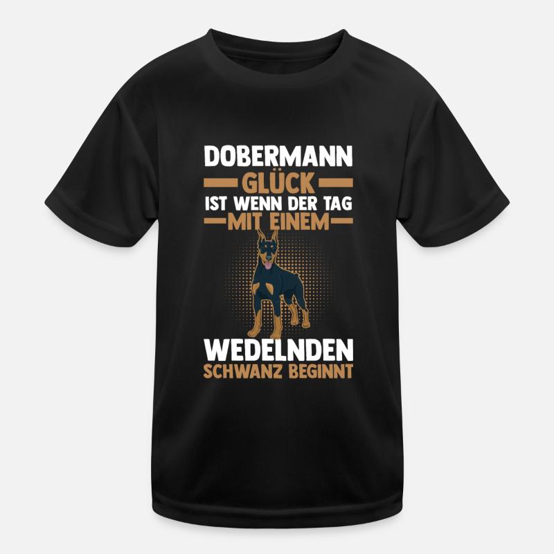 Hund Dobermann Kinder Funktions-T-Shirt