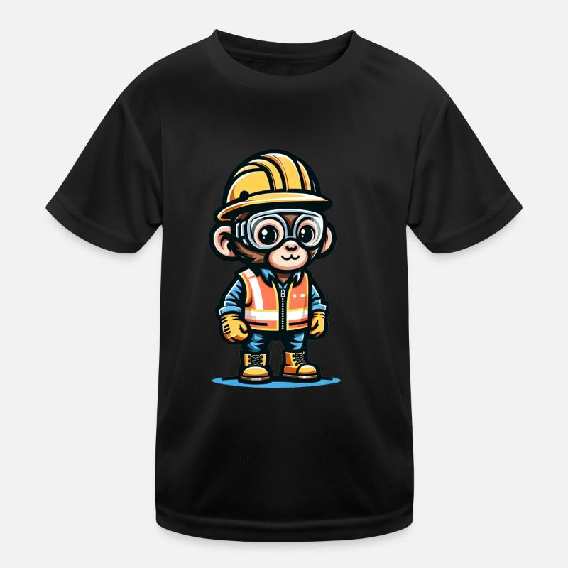 Cute Monkey Construction Worker Kinder Funktions-T-Shirt