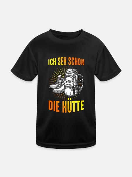 Mountain Hut Mountaineer Climbing Nature Mountains Hiking - Kids Functional T-Shirt - black - Front
