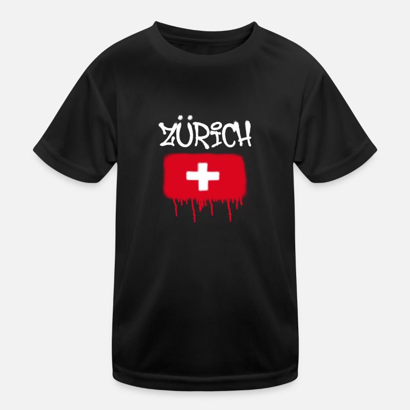 zurich, graffiti,drapeau,suisse,drapeau suisse T-shirt sport Enfant