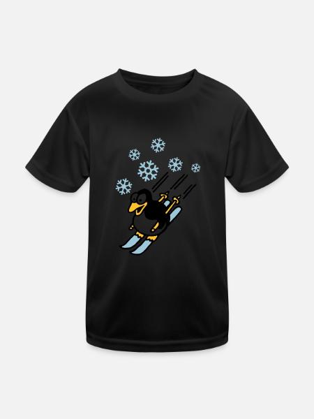 pinguin_ski_022011_d_3c - T-shirt sport Enfant - noir - Devant