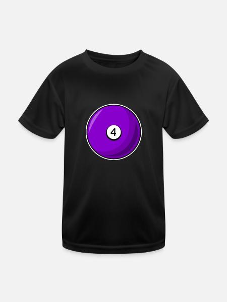 Billiard ball 4 purple Billiards four - Kids Functional T-Shirt - black - Front