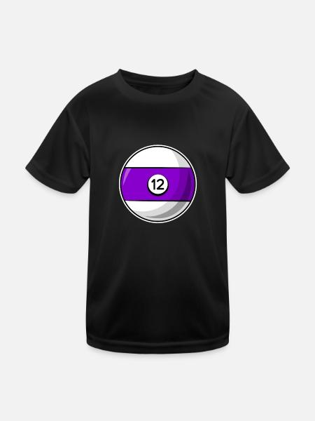 Boule de billard 12 Billard violet douze - T-shirt sport Enfant - noir - Devant