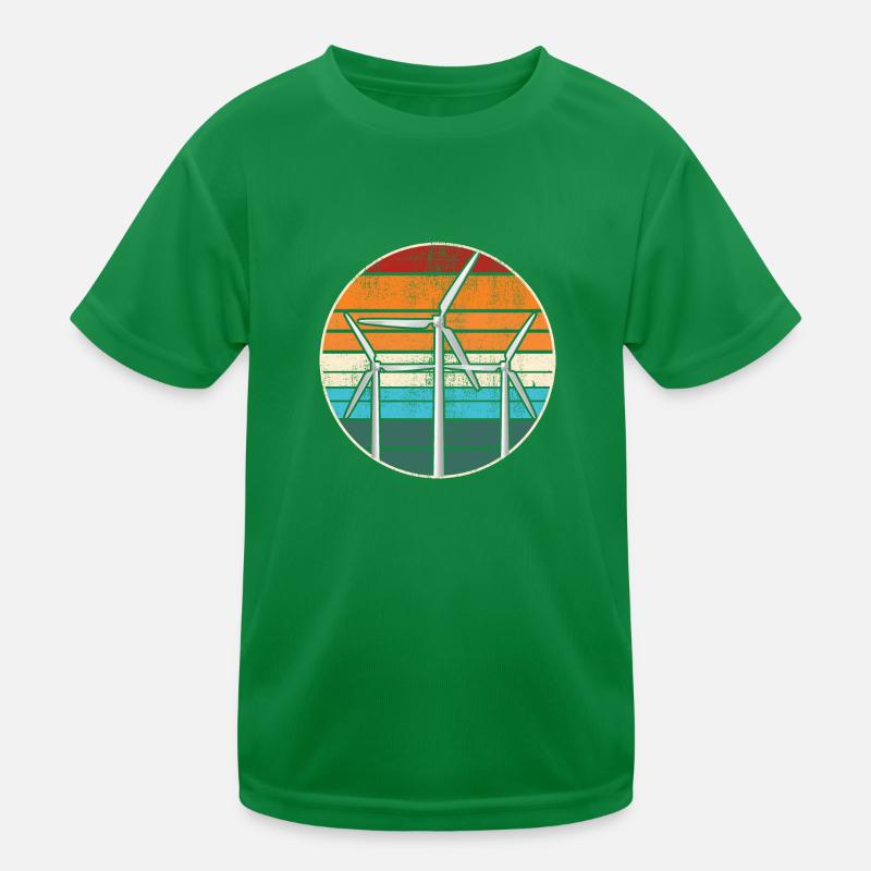Windmill Retro Vintage Climate Change Earth Day Kids Functional T-Shirt