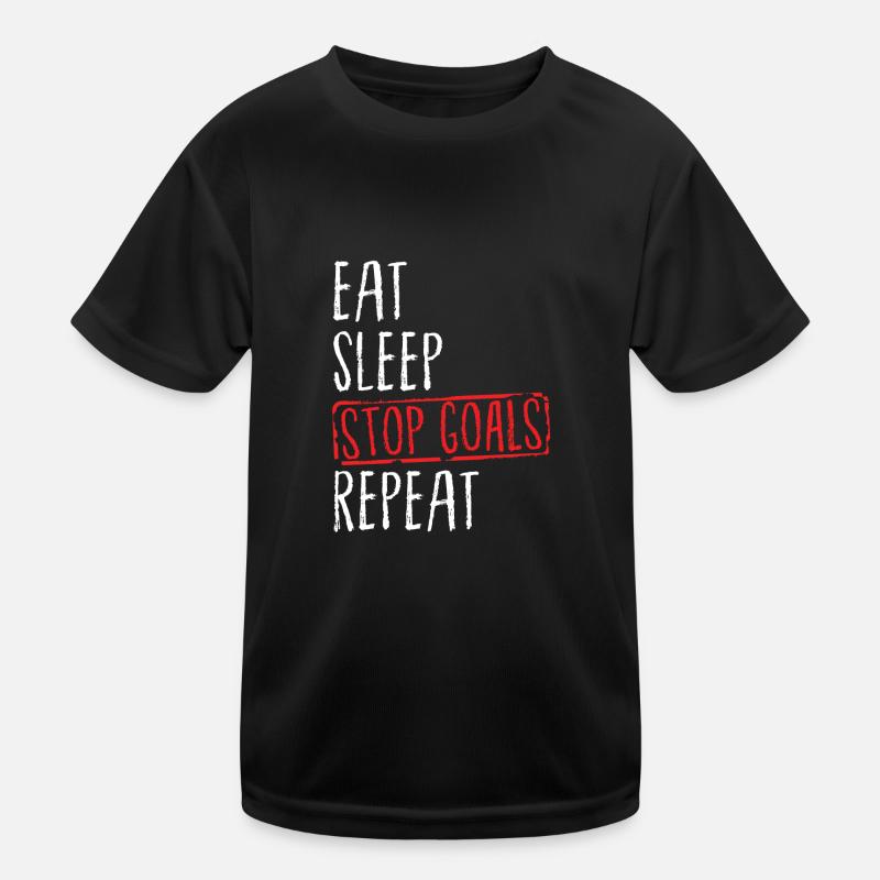Lacrosse - Eat Sleep Stop Goals Repeat - Kids Functional T-Shirt - black