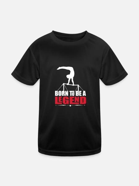 Geboren um eine Legende zu sein Frau Sport Turnen - Kinder Funktions-T-Shirt - Schwarz - Vorne