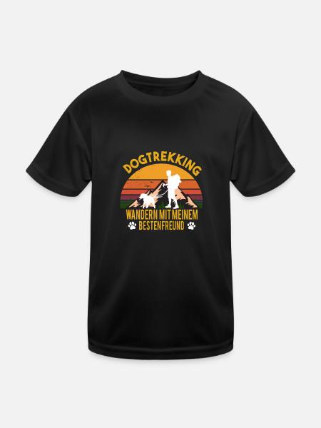 Dogtrekking Wandern mit Hund Canicross Geschenk - Kinder Funktions-T-Shirt - Schwarz - Vorne
