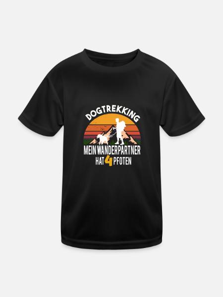 Dogtrekking randonnée avec chien canicross cadeau - T-shirt sport Enfant - noir - Devant