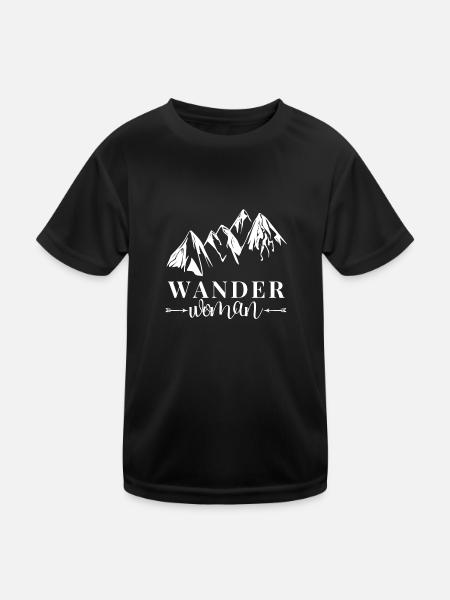 Wander Woman Hiking Women and Hiking - Kids Functional T-Shirt - black - Front