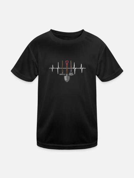 Jardin ECG battement de coeur outil jardinier - T-shirt sport Enfant - noir - Devant